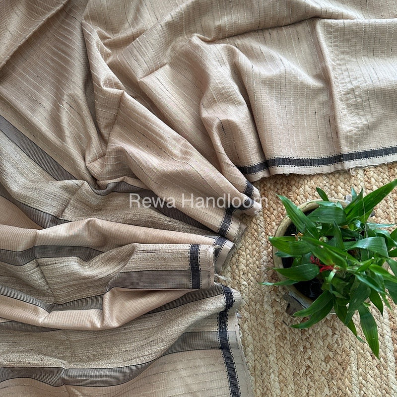 Maheshwari Beige Gichha Thread Lining Saree GTLS019