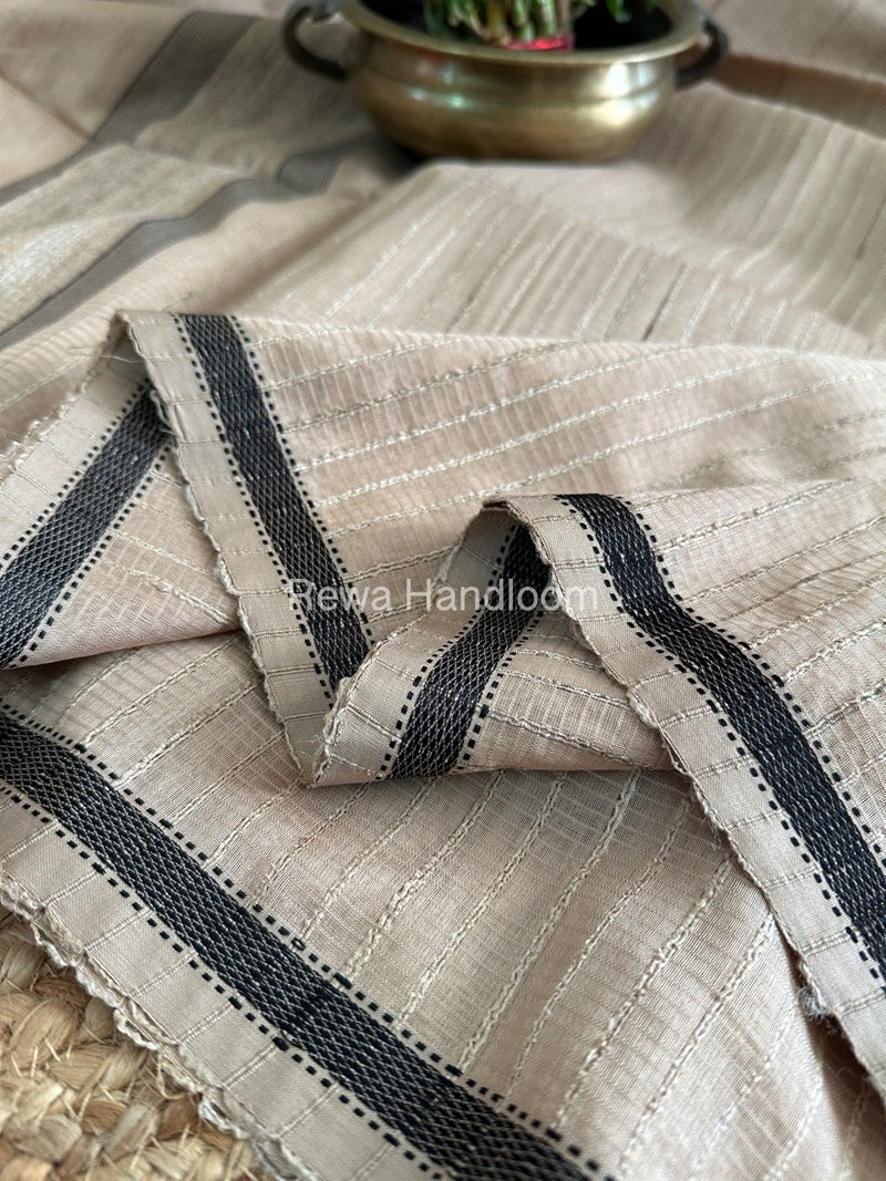 Maheshwari Beige Gichha Thread Lining Saree GTLS019