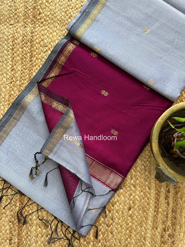 Light Lavender Star Butti Maheshwari Saree SSB024