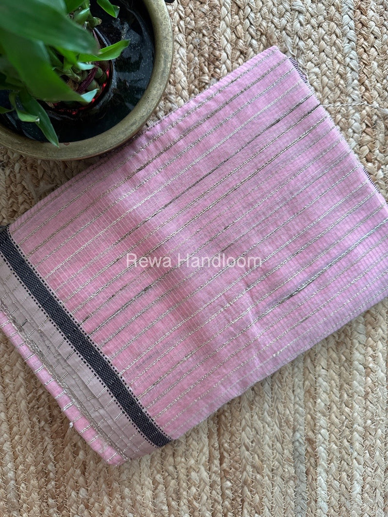 Maheshwari Pink Gichha Thread Lining Saree GTLS020