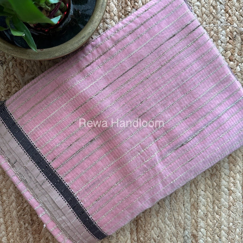 Maheshwari Pink Gichha Thread Lining Saree GTLS020
