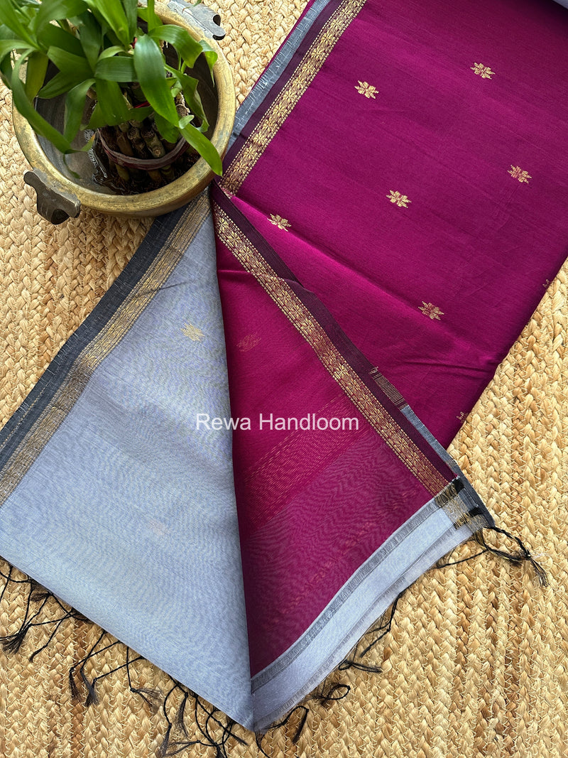 Light Lavender Star Butti Maheshwari Saree SSB024