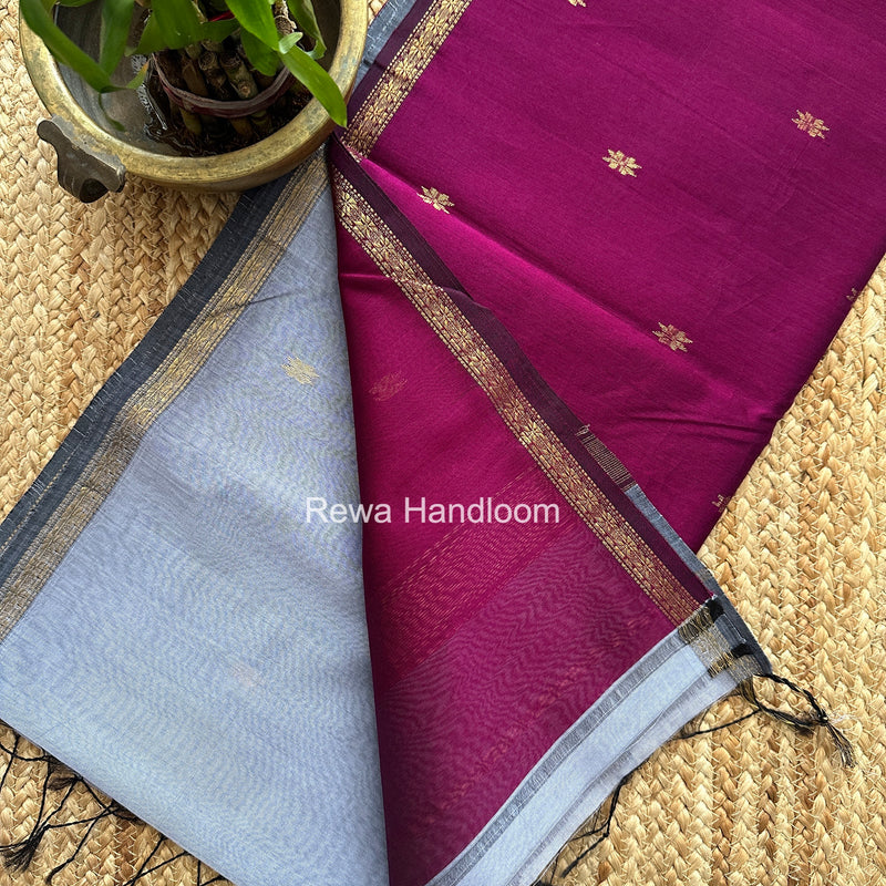 Light Lavender Star Butti Maheshwari Saree SSB024