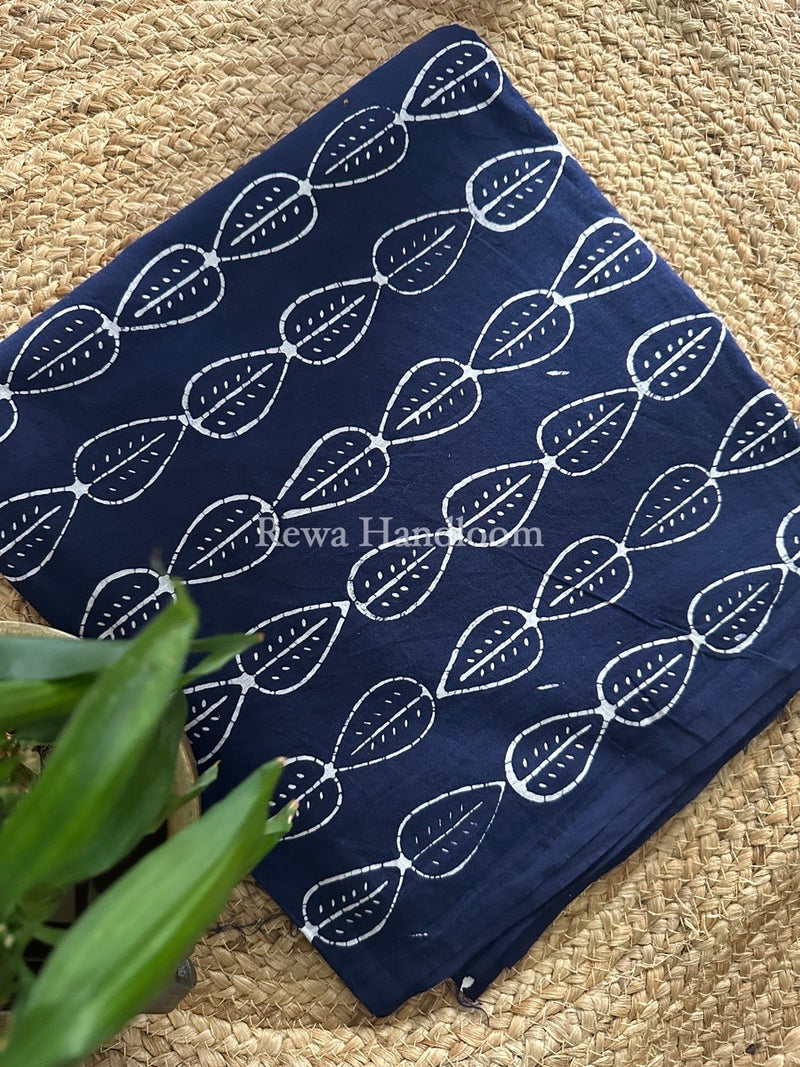  Dark Blue Batik Print Cotton Suit BS016