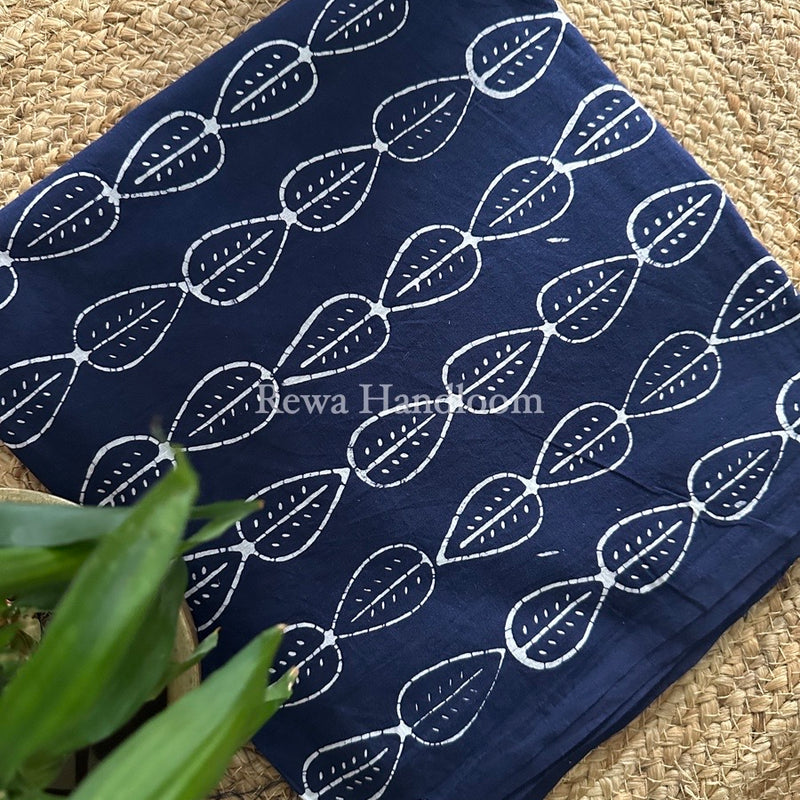  Dark Blue Batik Print Cotton Suit BS016