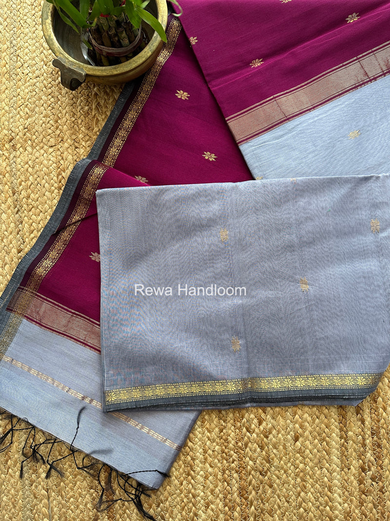 Light Lavender Star Butti Maheshwari Saree SSB024