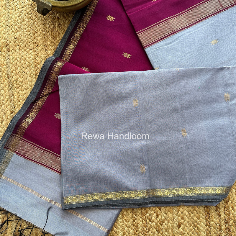Light Lavender Star Butti Maheshwari Saree SSB024
