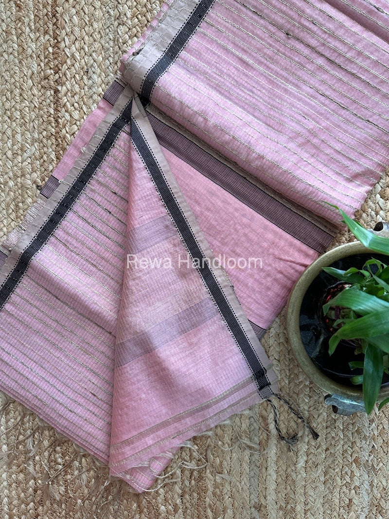 Maheshwari Pink Gichha Thread Lining Saree GTLS020