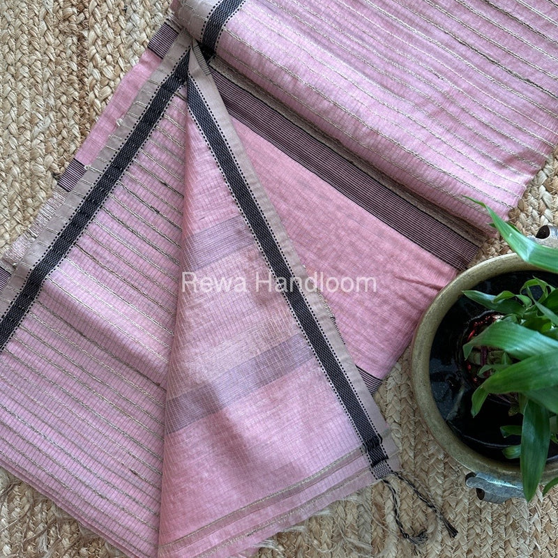 Maheshwari Pink Gichha Thread Lining Saree GTLS020