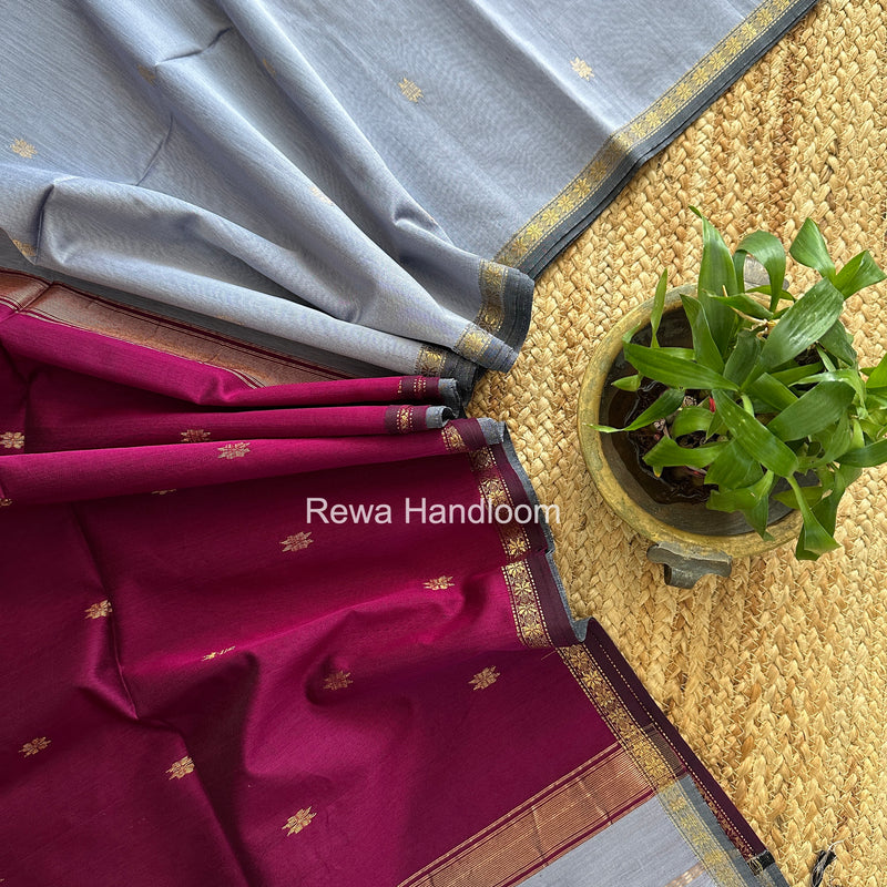 Light Lavender Star Butti Maheshwari Saree SSB024