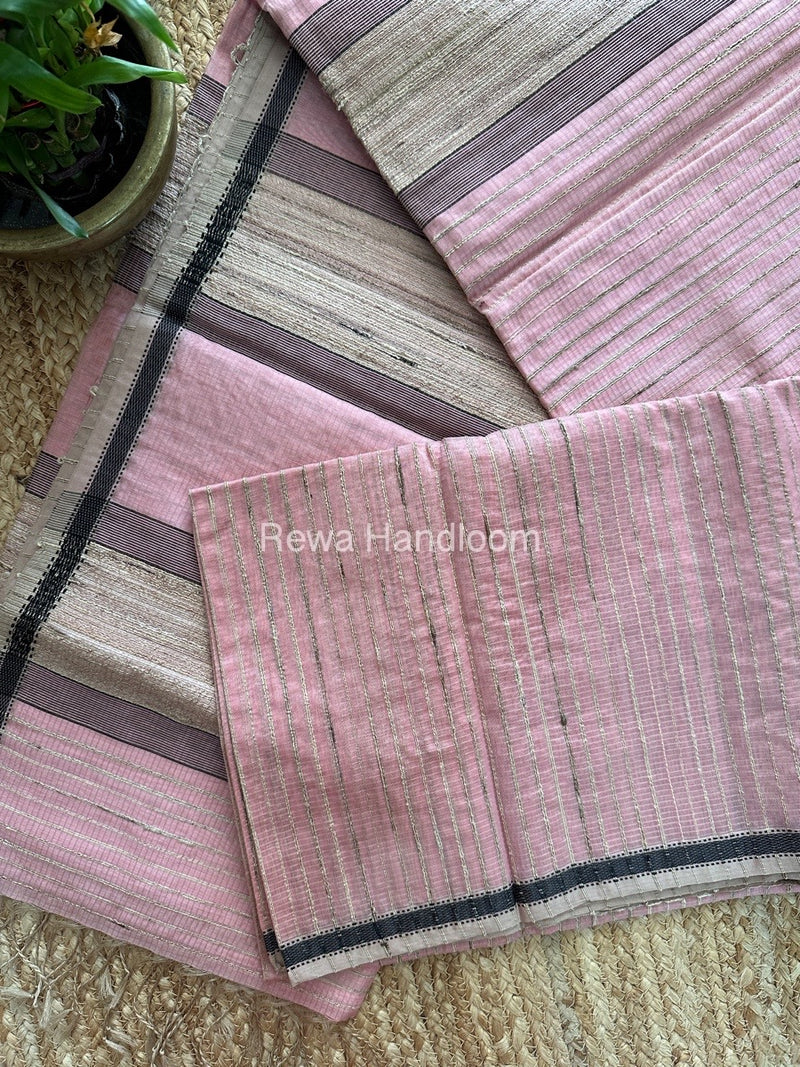 Maheshwari Pink Gichha Thread Lining Saree GTLS020