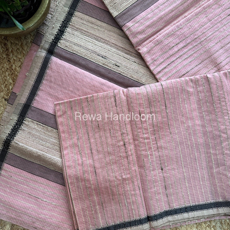 Maheshwari Pink Gichha Thread Lining Saree GTLS020