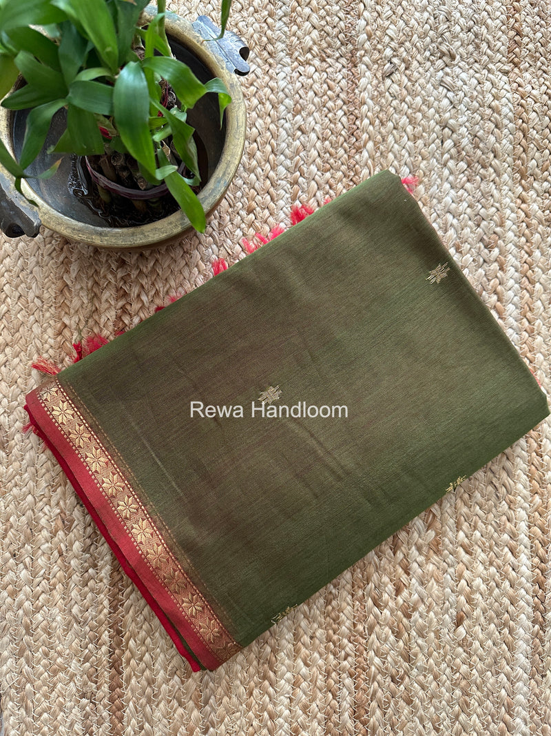 Mehendi Green Star Butti Maheshwari Saree SSB023