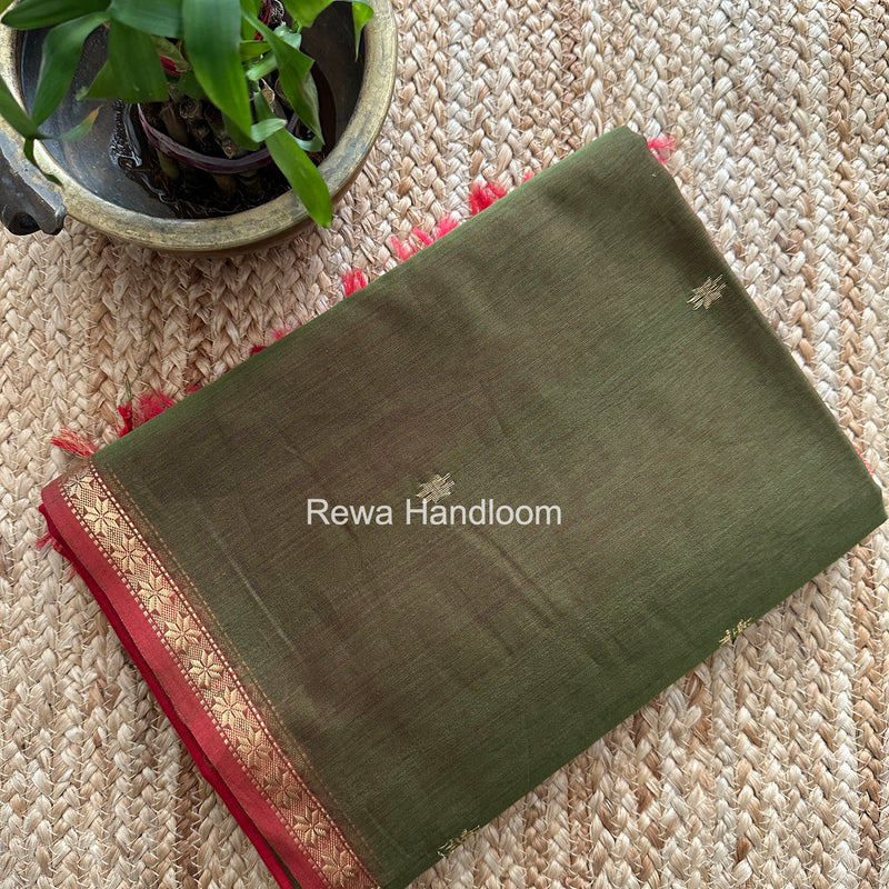 Mehendi Green Star Butti Maheshwari Saree SSB023