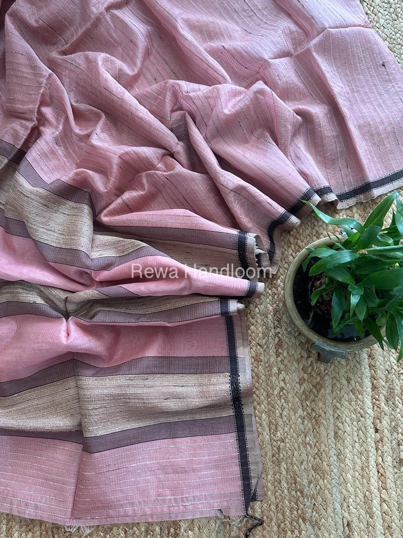 Maheshwari Pink Gichha Thread Lining Saree GTLS020