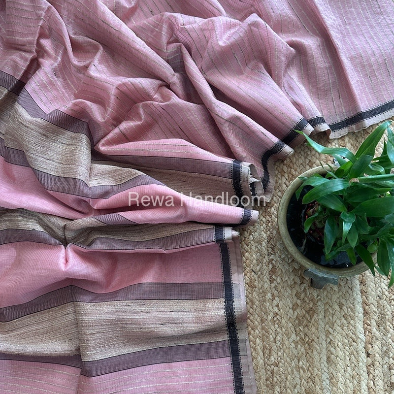 Maheshwari Pink Gichha Thread Lining Saree GTLS020