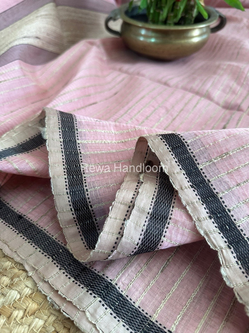 Maheshwari Pink Gichha Thread Lining Saree GTLS020