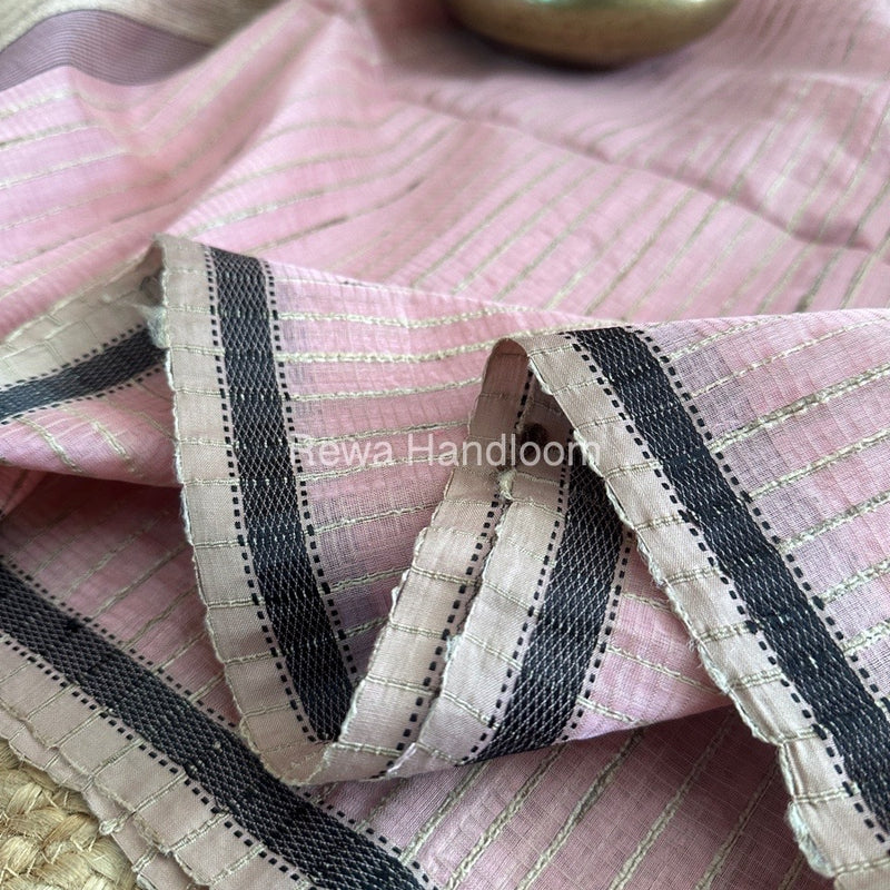 Maheshwari Pink Gichha Thread Lining Saree GTLS020