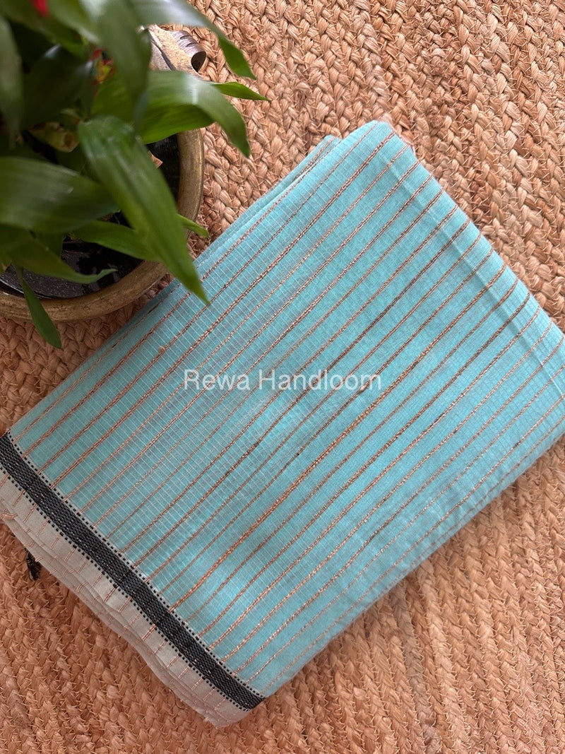 Maheshwari Sky Blue Gichha Thread Lining Saree GTLS017