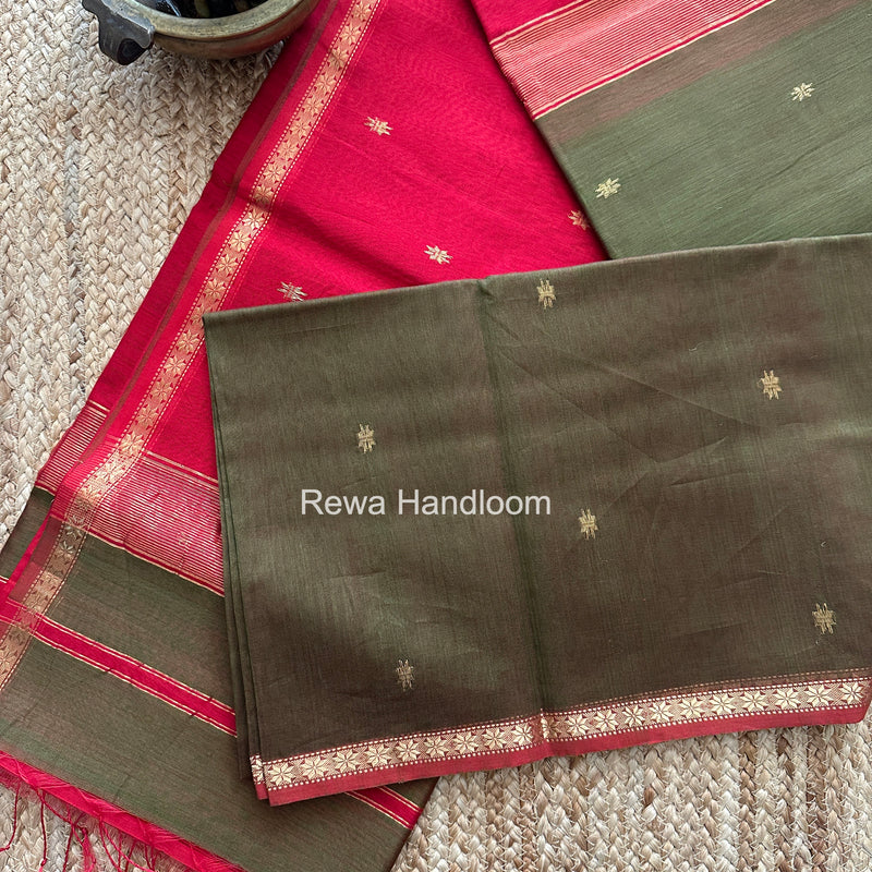 Mehendi Green Star Butti Maheshwari Saree SSB023