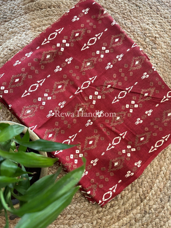 Red Batik Print Cotton Suit BS035