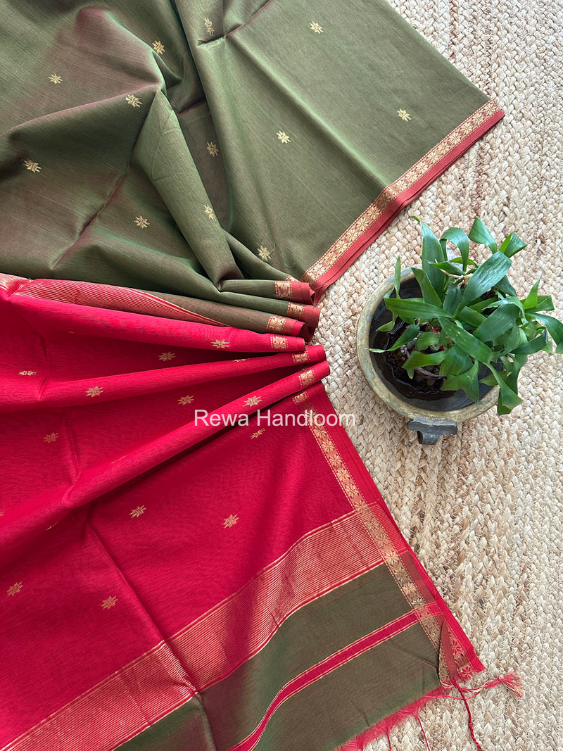 Mehendi Green Star Butti Maheshwari Saree SSB023