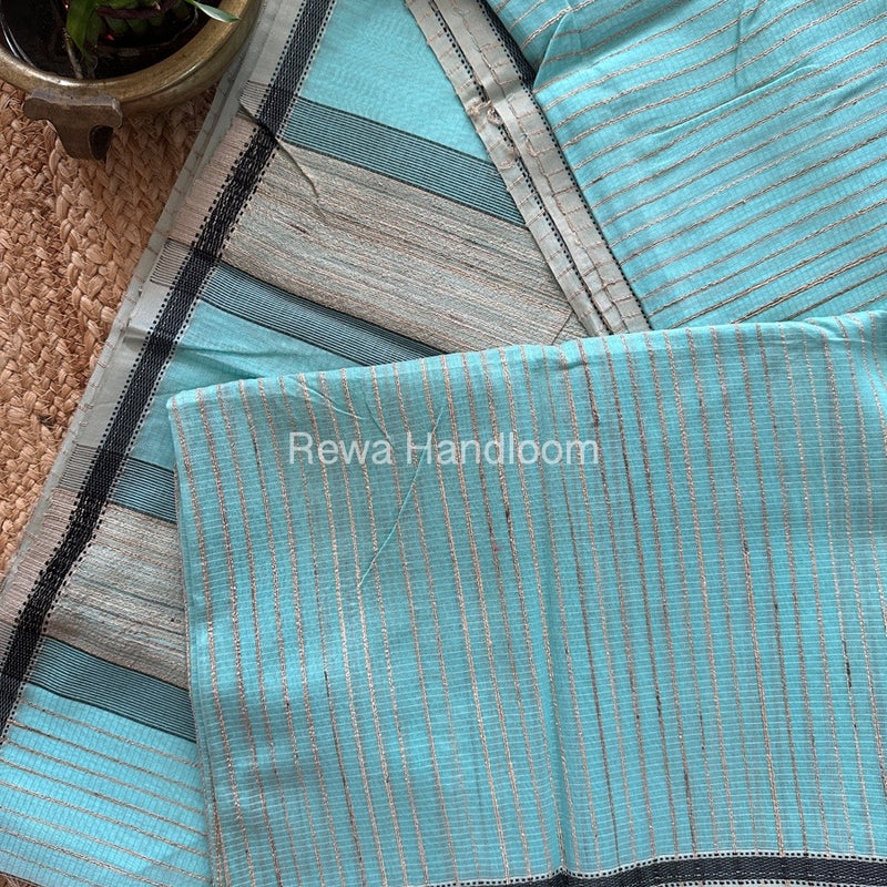 Maheshwari Sky Blue Gichha Thread Lining Saree GTLS017