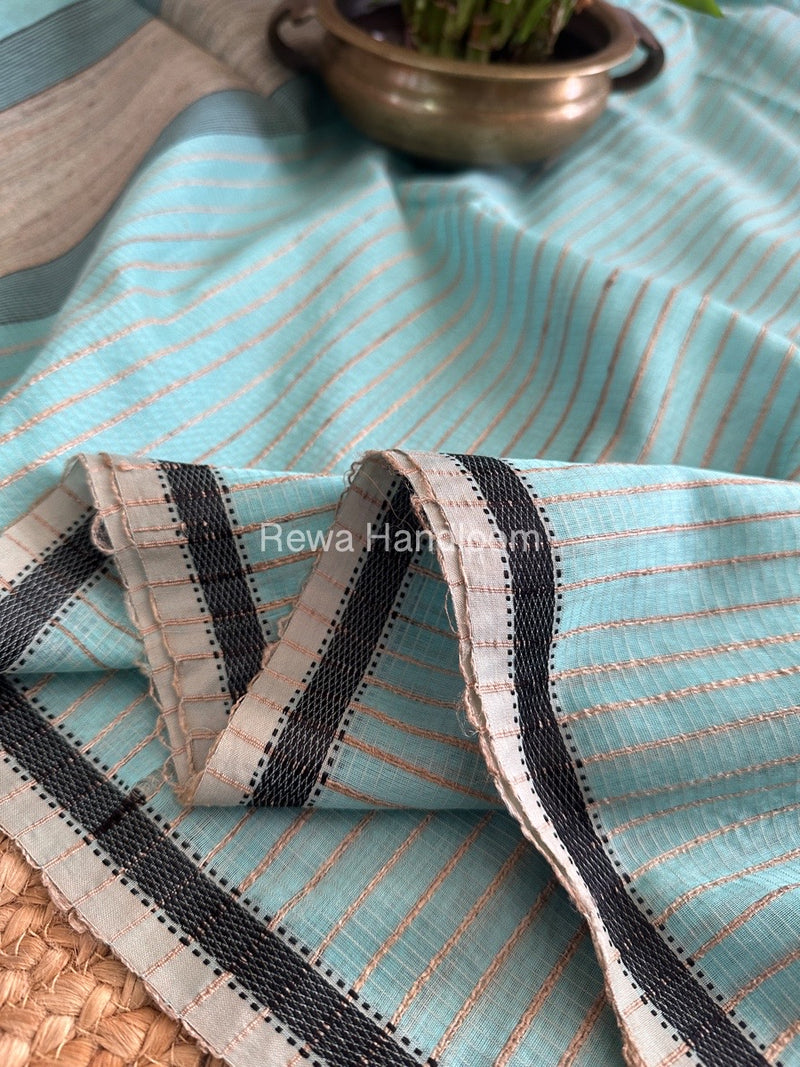 Maheshwari Sky Blue Gichha Thread Lining Saree GTLS017