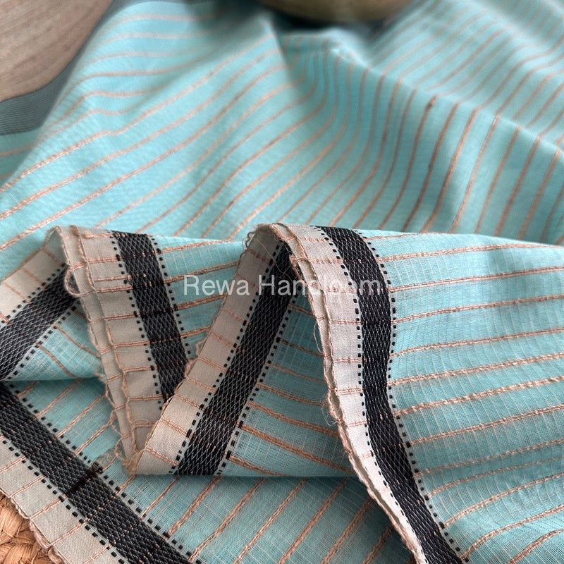 Maheshwari Sky Blue Gichha Thread Lining Saree GTLS017