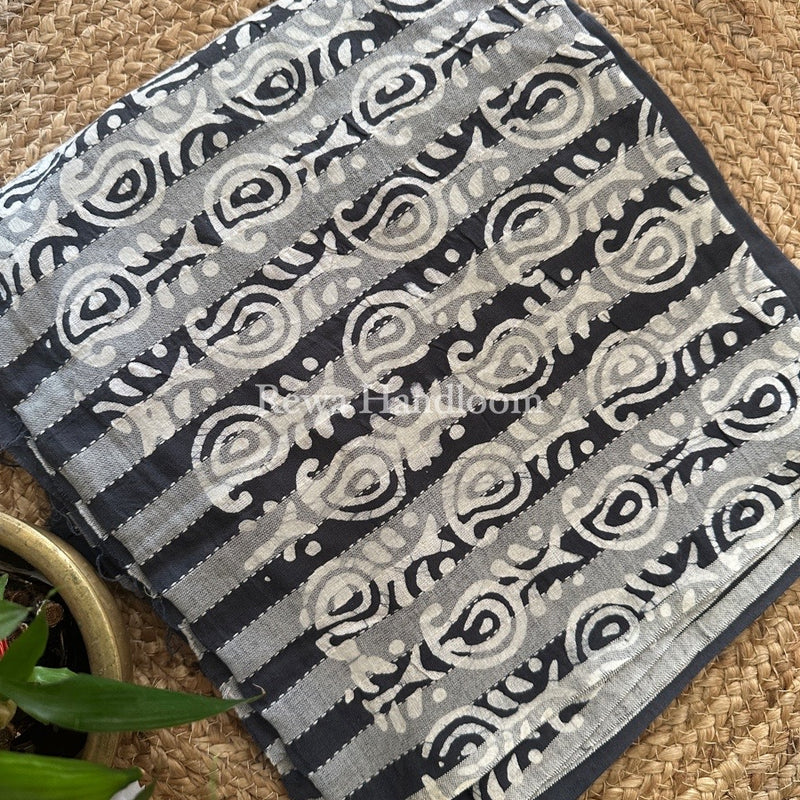 Grey-White Batik Print Cotton Suit BS036
