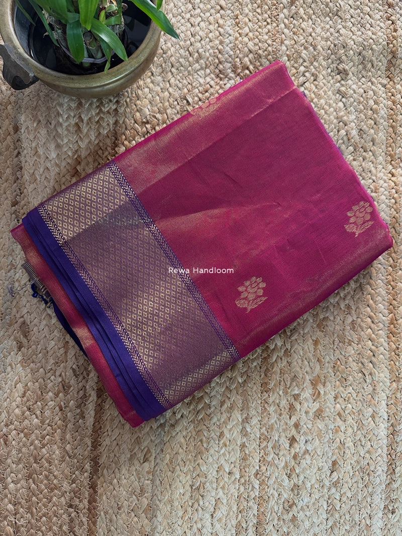 Maheshwari Magenta Tissue Silk Saree TFB018