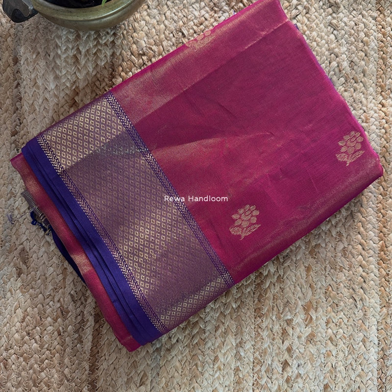 Maheshwari Magenta Tissue Silk Saree TFB018