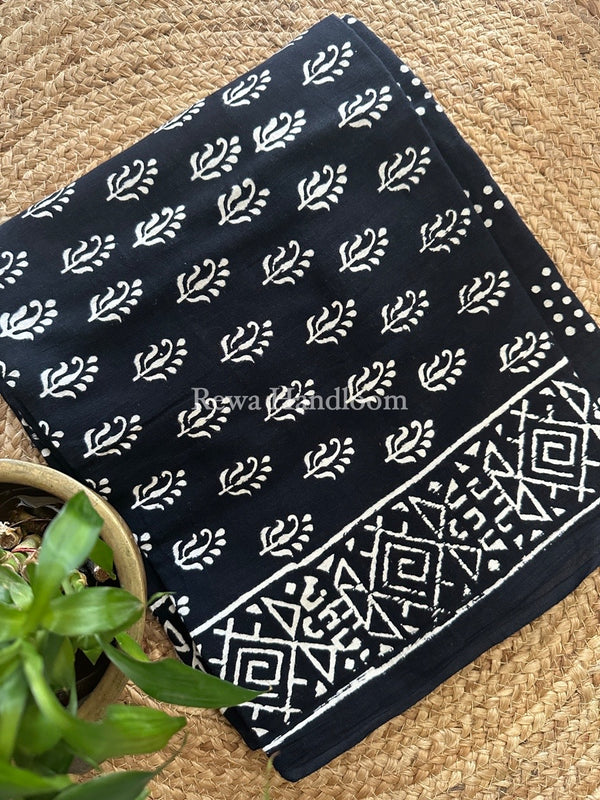 Black Batik Print Cotton Suit BS031
