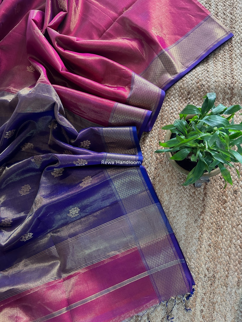 Maheshwari Magenta Tissue Silk Saree TFB018