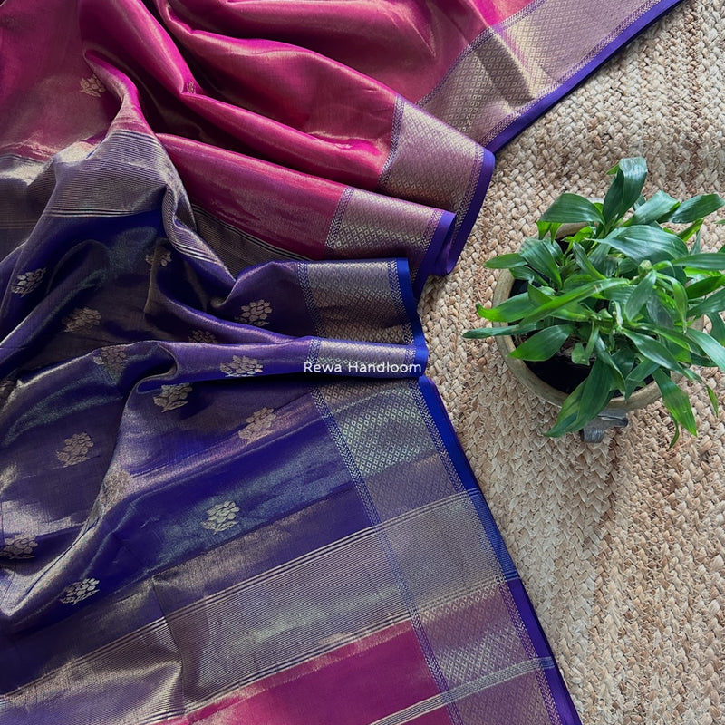 Maheshwari Magenta Tissue Silk Saree TFB018