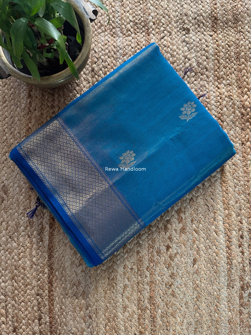 Maheshwari Sky Blue Tissue Silk Saree TFB020