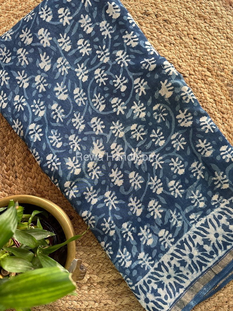 Indigo Chanderi Silk Saree CPS08
