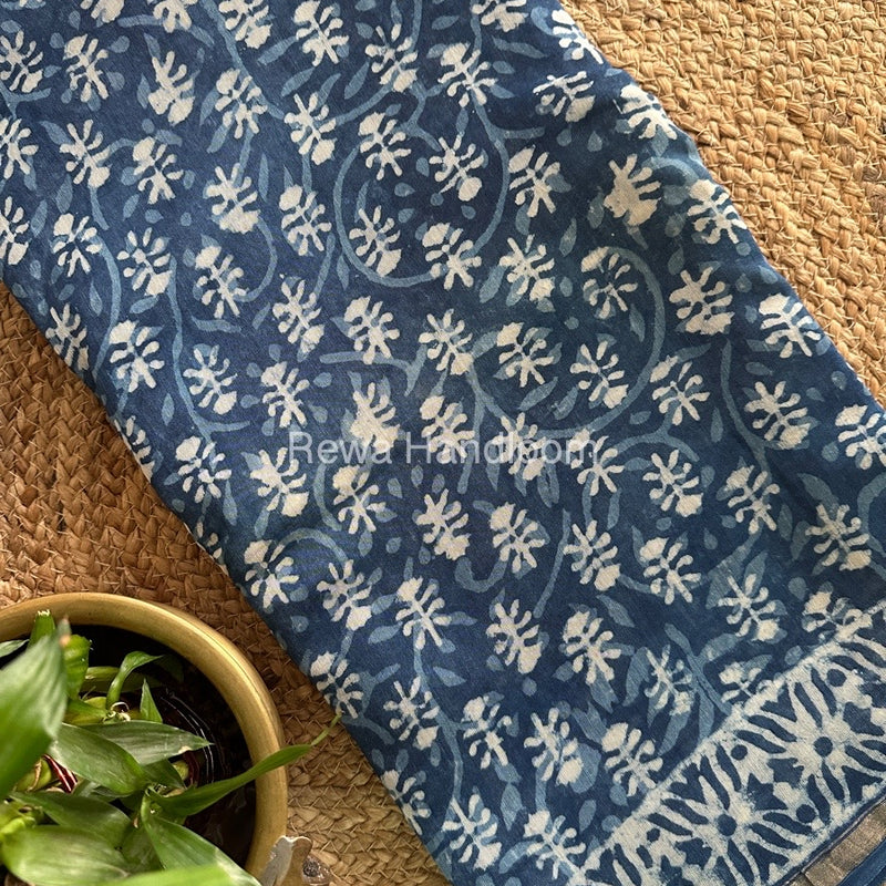 Indigo Chanderi Silk Saree CPS08