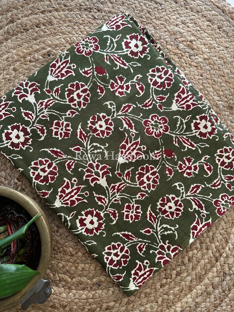 Mehendi Green Batik Print Cotton Suit BS029