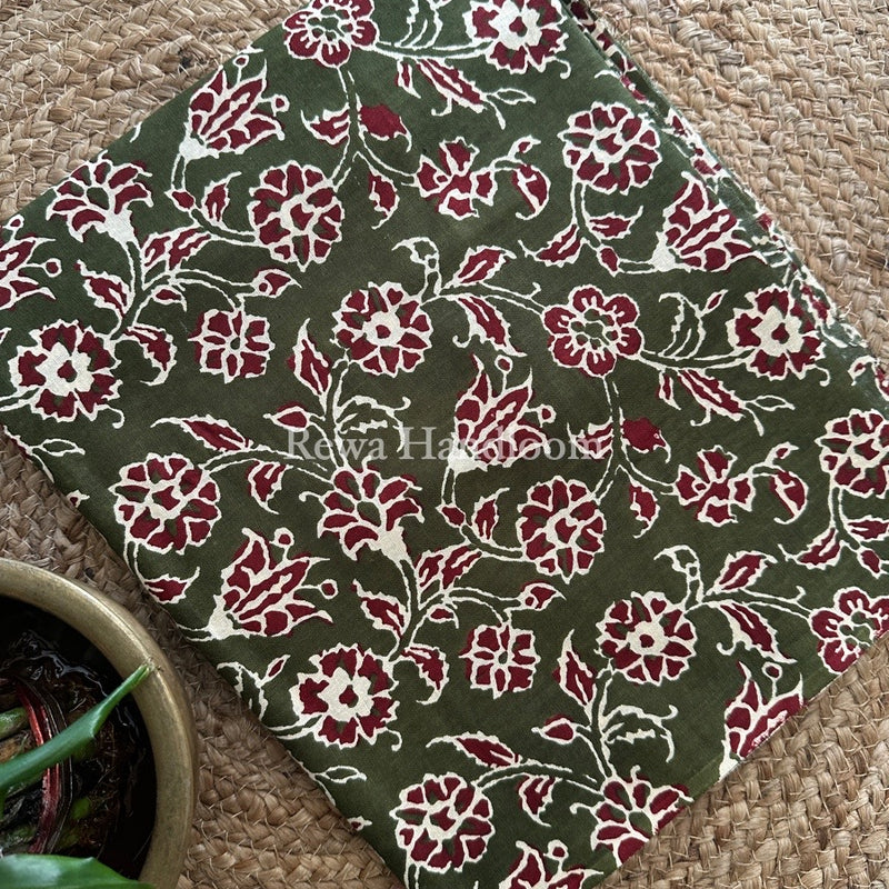Mehendi Green Batik Print Cotton Suit BS029