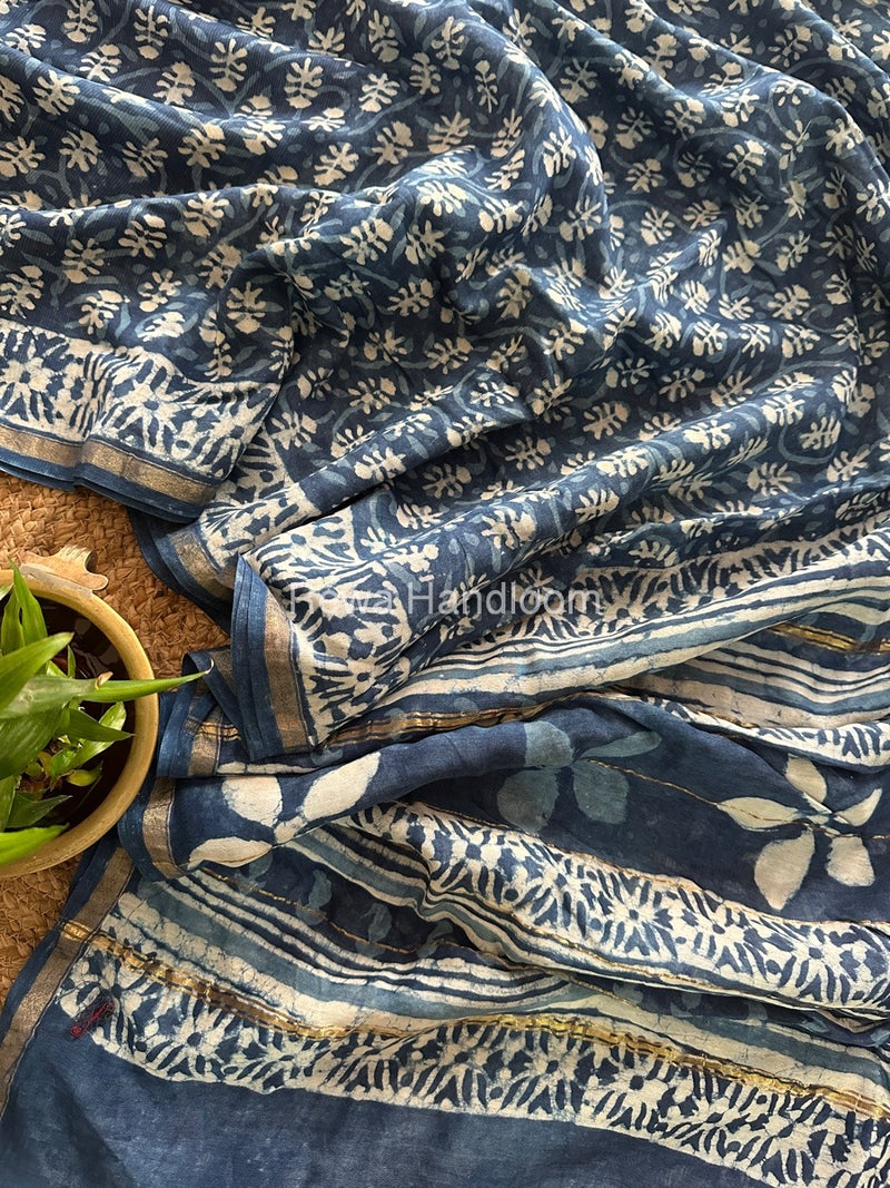 Indigo Chanderi Silk Saree CPS08