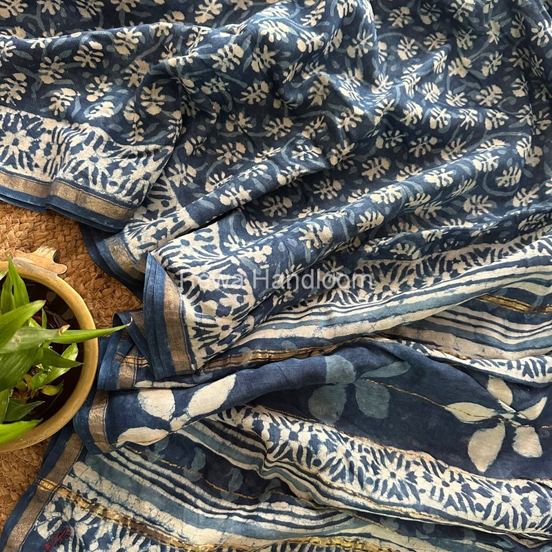 Indigo Chanderi Silk Saree CPS08