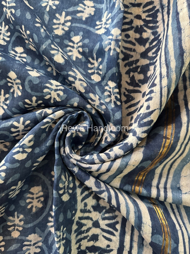 Indigo Chanderi Silk Saree CPS08