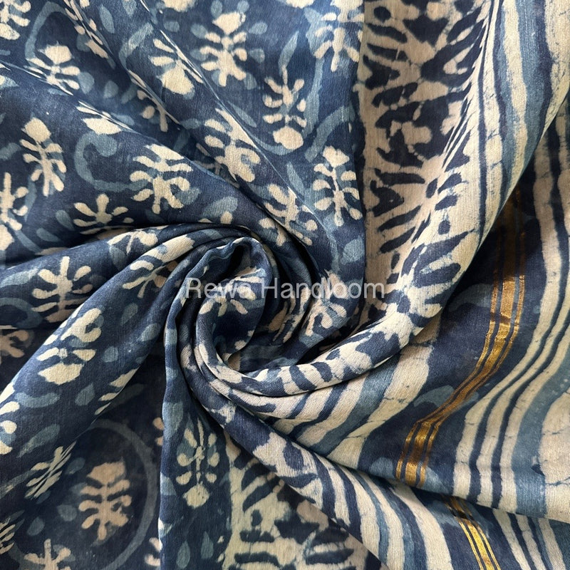 Indigo Chanderi Silk Saree CPS08