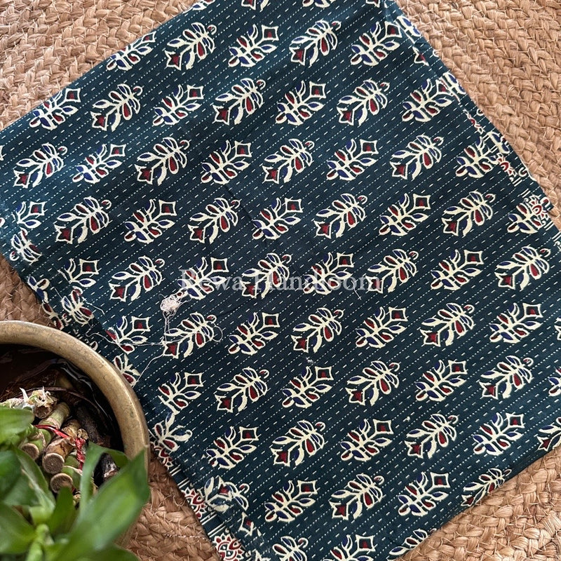 Sea Green Batik Print Cotton Suit BS027