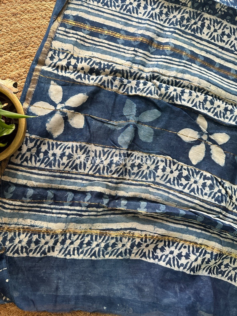 Indigo Chanderi Silk Saree CPS08