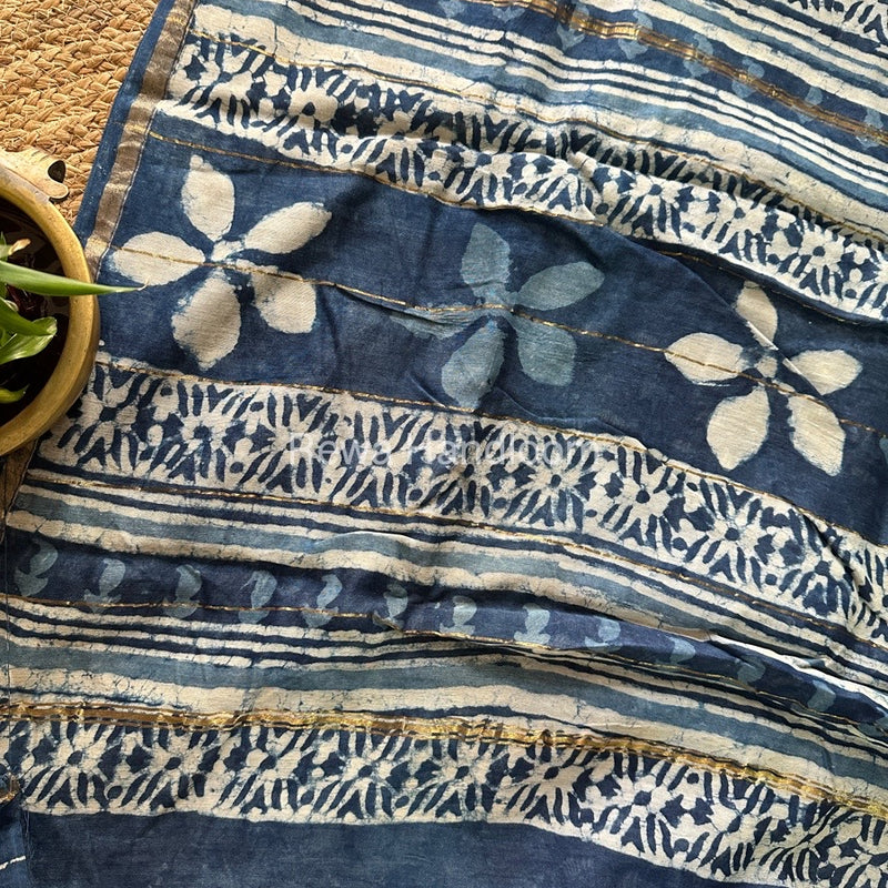 Indigo Chanderi Silk Saree CPS08