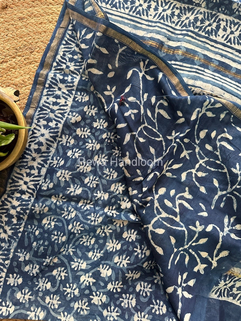 Indigo Chanderi Silk Saree CPS08