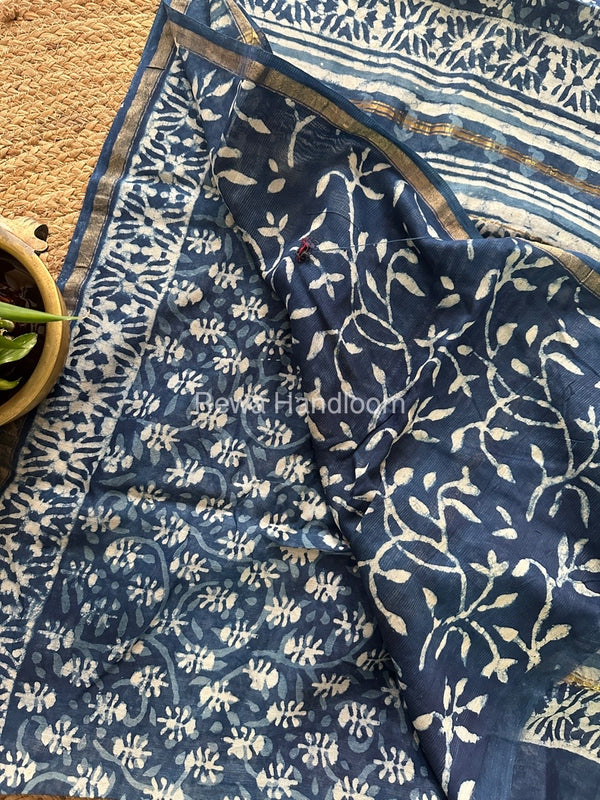 Indigo Chanderi Silk Saree CPS08