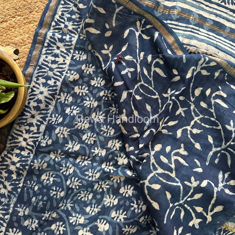 Indigo Chanderi Silk Saree CPS08